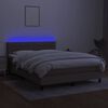 vidaXL Krevet box spring s madracem LED smeđesivi 140x190 cm tkanina