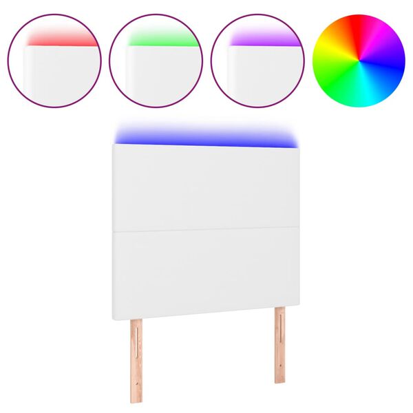 vidaXL LED uzglavlje bijelo 100x5x118/128 cm od umjetne kože