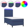 vidaXL Krevet box spring s madracem LED plavi 90x200 cm od tkanine