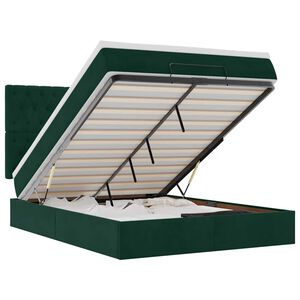 vidaXL Otomanski krevet s madracima&LED tamnozeleni 140x200cm bar&scaron;un