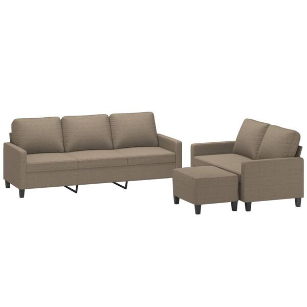 vidaXL 3-dijelni set sofa s jastucima smeđesivi od tkanine