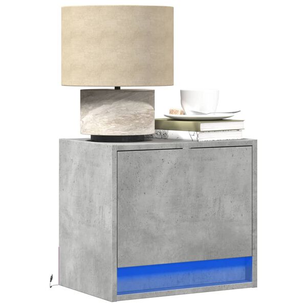 vidaXL Zidni noćni ormarići s LED svjetlima 2 kom siva boja betona