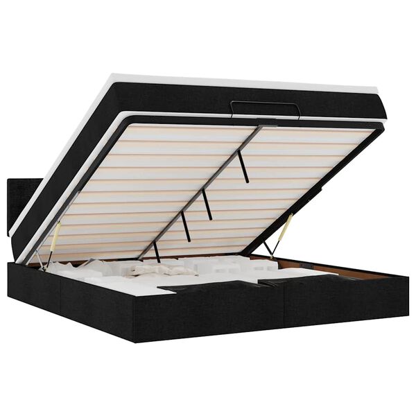 vidaXL Otomanski krevet s madracem i LED crni 180x200cm od tkanine