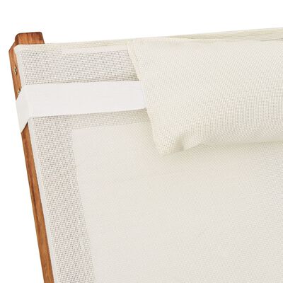vidaXL Ležaljka za sunčanje s jastukom bijela tekstilen i drvo topole