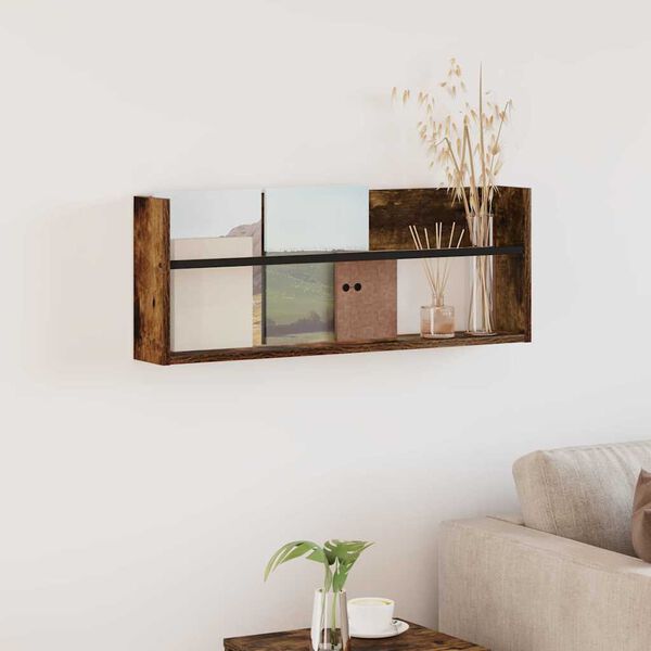 vidaXL Polica za časopise s policom Dimljeni hrast 80 x 12 x 30 cm