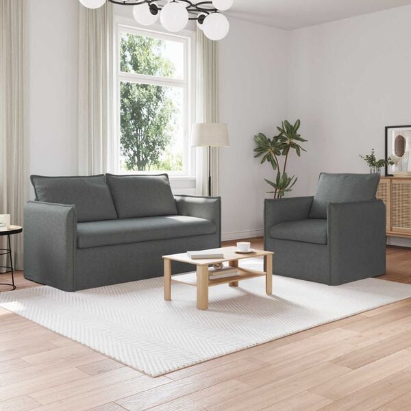 vidaXL Sofa 140cm 2 pcs Tamno siva Metal