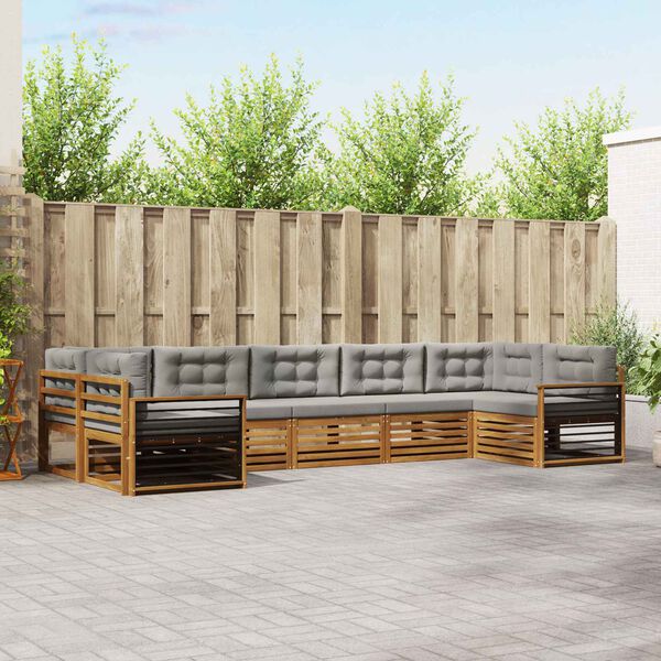 vidaXL Set vanjskih sofa s jastukom 7 pcs Prirodna i svijetlo siva