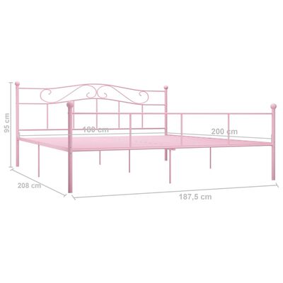 vidaXL Okvir za krevet ružičasti metalni 180 x 200 cm