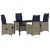 vidaXL Set stola i stolica s jastukom 5 pcs Siva PE ratan