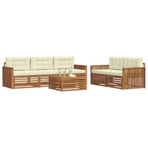 vidaXL Set vanjskih sofa s jastukom 6 pcs Prirodna i krem