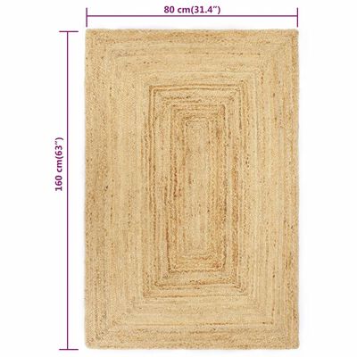 vidaXL Ručno rađeni tepih od jute prirodne boje 80 x 160 cm