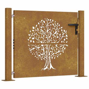 vidaXL Vrtna vrata 100x75 cm Corten čelik Dizajn stabla