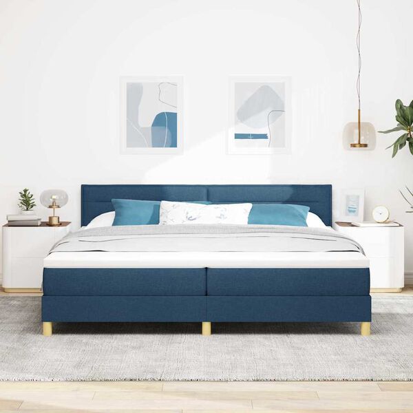 vidaXL Boxspring krevet s madracem Plava 200 x 200 cm tkanina