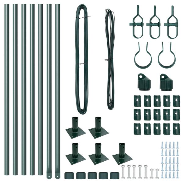 vidaXL Ograde 7 pcs Zelena Ø32mm 50 cm Pocinčani čelik