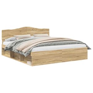 vidaXL Krevetna konstrukcija Sonoma 200 x 200 cm Čvrsto borovo drvo