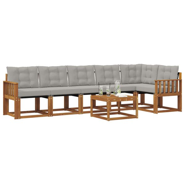 vidaXL Set vanjskih sofa s jastukom 7 pcs Prirodna i svijetlo siva