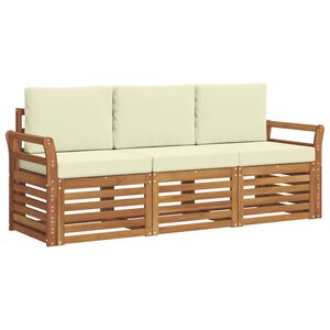 vidaXL Setovi sofa 3 pcs Prirodna i krem Čvrsto drvo akacije