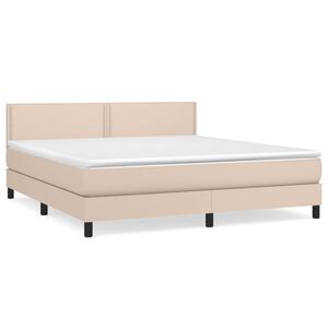 vidaXL Krevet box spring s madracem cappuccino 180x200 cm umjetna koža