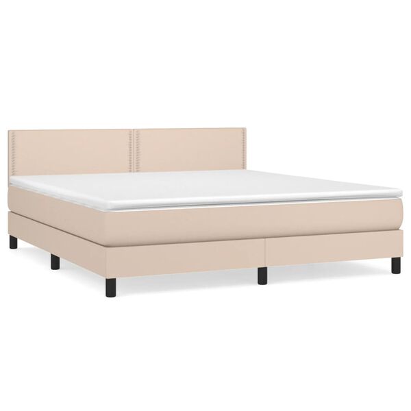 vidaXL Krevet box spring s madracem cappuccino 180x200 cm umjetna koža