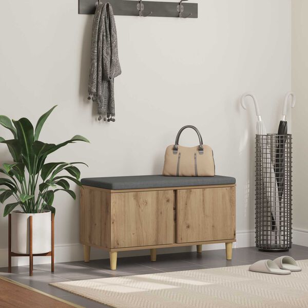 vidaXL Klupa za hodnik s jastukom Umjetnički hrast 80 x 38 x 46 cm