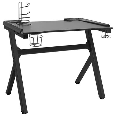 vidaXL Igraći stol LED u obliku slova Y crni 110 x 60 x 75 cm