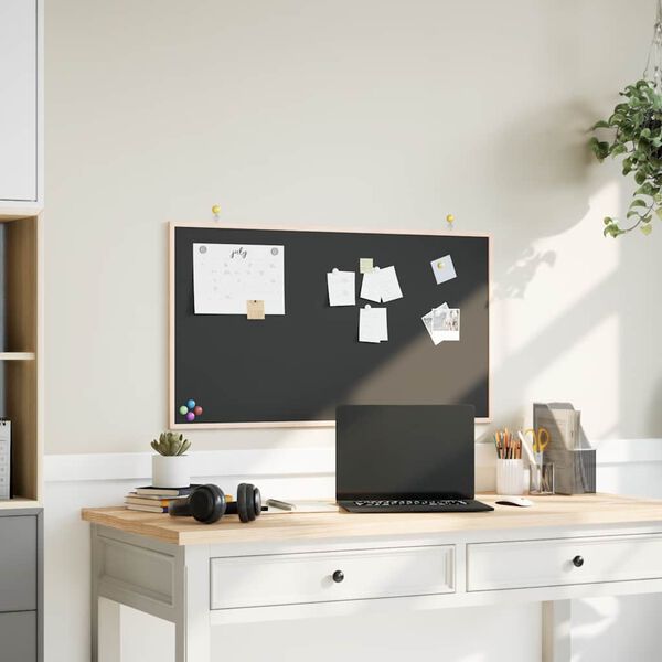 vidaXL Ploča za pisanje kredom s okvirom od masivnog borovog drva crna 100 x 55 cm