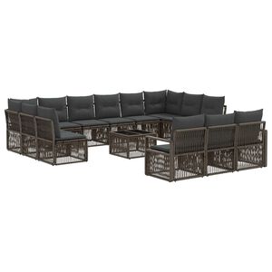 vidaXL Sjedeća garnitura za vrt 14 pcs Siva poliratan