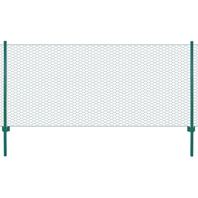vidaXL Ograda od žičane mreže sa stupovima čelična 25 x 0,5 m zelena