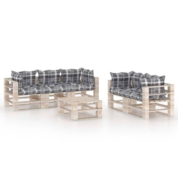 vidaXL 6-dijelna vrtna garnitura od paleta od borovine s jastucima