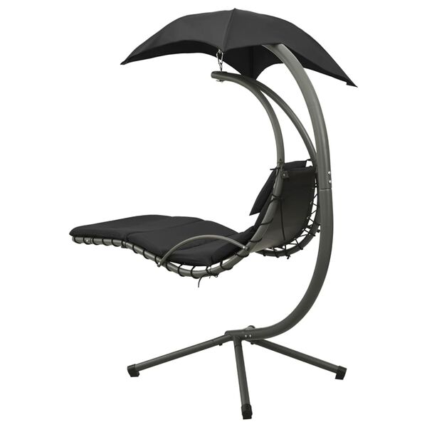vidaXL Vrtna ljuljačka crno-siva 190 x 90 x 200 cm od tkanine