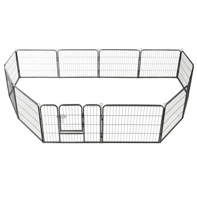 vidaXL Ograda za pse s 12 ploča od čelika 80 x 60 cm crna