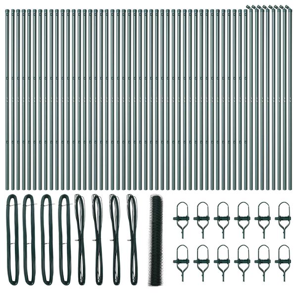 vidaXL Stup za ogradu Zelena 100 x 1,2 m (mreža 36 mm) Čelik i PVC