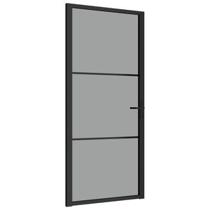 vidaXL Unutarnja vrata 93 x 201,5 cm crna od ESG stakla i aluminija