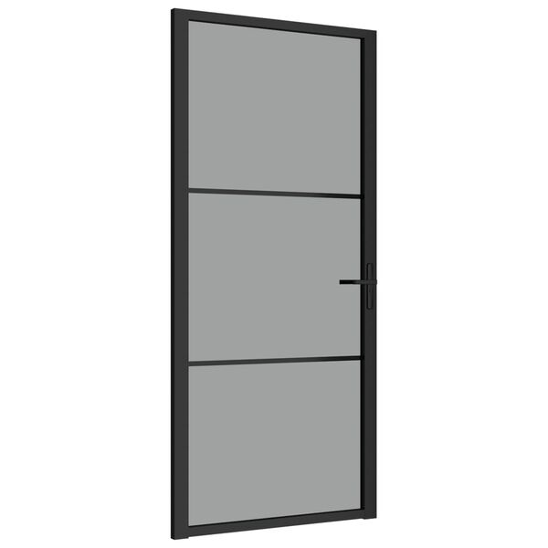 vidaXL Unutarnja vrata 93 x 201,5 cm crna od ESG stakla i aluminija