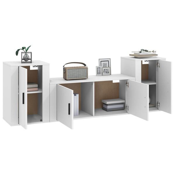 vidaXL 3-dijelni set TV ormarića bijeli od konstruiranog drva