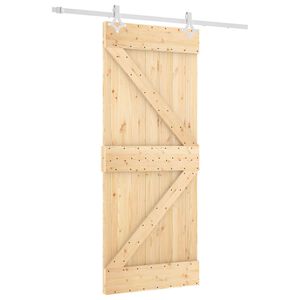 vidaXL Klizna vrata Prirodna i bijela 85 x 210 cm Čvrsta borovina