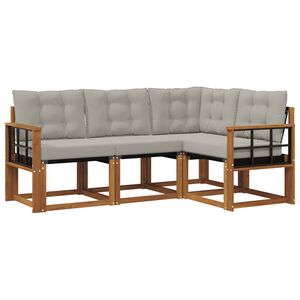 vidaXL Set vanjskih sofa s jastukom 4 pcs Prirodna i svijetlo siva