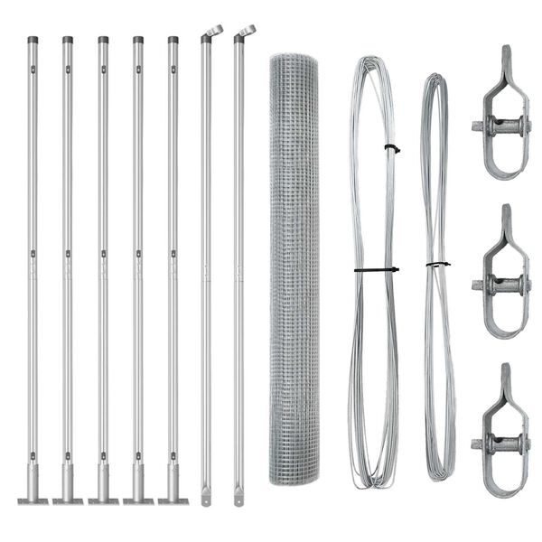 vidaXL Stup za ogradu Srebrno 10 x 1 m (mreža 12 x 12 mm) Čelik