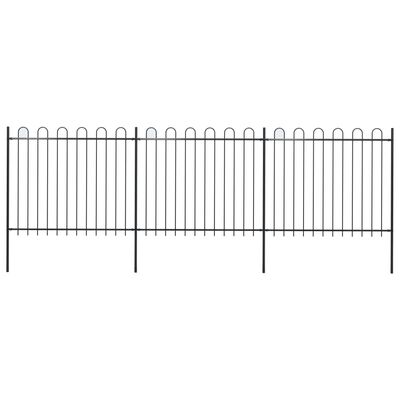 vidaXL Vrtna ograda s ukrasnim lukovima čelična 5,1 x 1,5 m crna