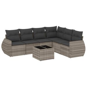 vidaXL 7-dijelni set vrtnih sofa svjetlosivi od poliratana
