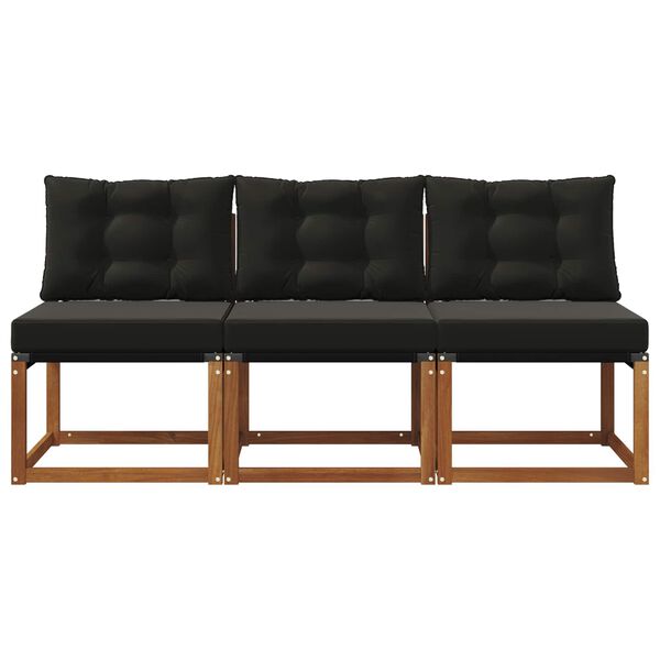 vidaXL 3 Komad Vanjska srednja sofa Masivno bagremovo drvo, Tekstilen