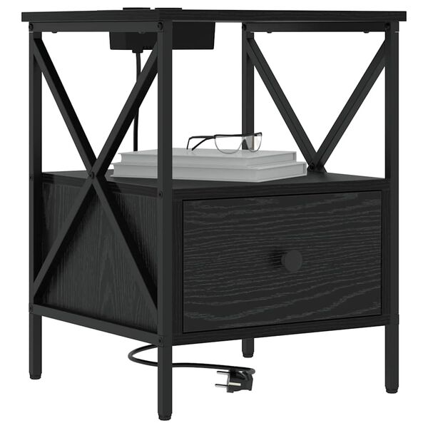 vidaXL Noćni ormar Crni hrast 41,5 x 40,5 x 55 cm Konstruirano drvo