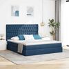 vidaXL Krevet s prostorom za pohranu s LED-om Plava 160 x 200 cm