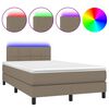 vidaXL Krevet box spring s madracem LED smeđesivi 120 x 200 cm tkanina