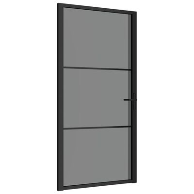 vidaXL Unutarnja vrata 102,5x201,5 cm crna od ESG stakla i aluminija