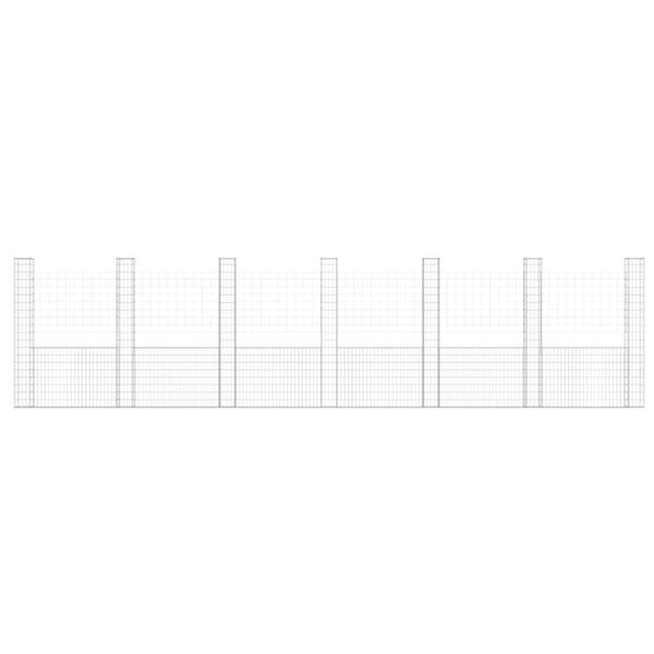 vidaXL Gabionska košara U-oblika sa 7 stupova 740x20x200 cm željezna