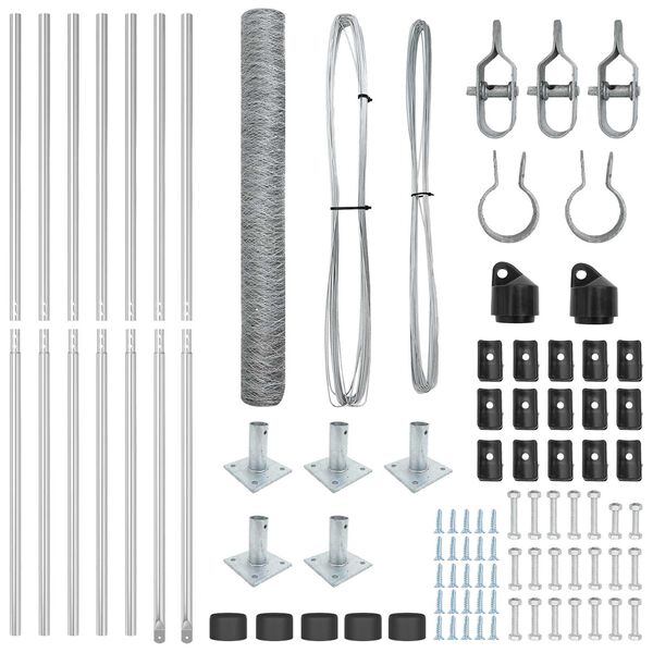 vidaXL Stup za ogradu Srebrno 10 x 1,2 m (mreža 50 mm) Čelik
