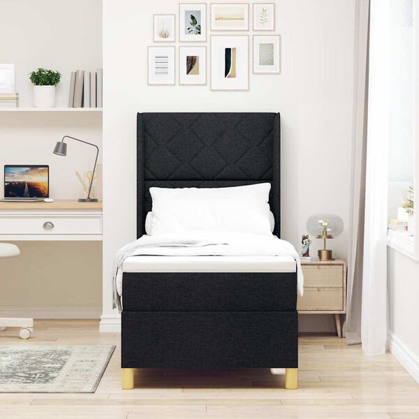 vidaXL Krevet s opruga kutije s madracem Crna 80 x 200 cm tkanina