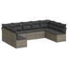 vidaXL 9-dijelni set vrtnih sofa od poliratana s jastucima sivi