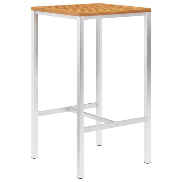 vidaXL 3-dijelni barski set od masivne tikovine i nehrđajućeg čelika